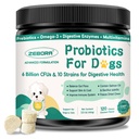 Probiotikumok kutyáknak emésztési egészség, kutya probiotikumok és emésztési enzimek, Prebiotikumok, Omega3 & 6 és vitaminok kutyáknak, 6 milliárd CFU a gut egészség és az immunrendszer támogatása, 120 sajt