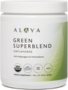 Alaya Organic Super Greens Powder - Premium Green Juice Superfood Supplement Powder - Adaptogene, Antioxidantien & Probiotics Blend - USDA Organic, Non-GMO, Vegan - 30 Servierungen (Unflavored)