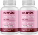 BESTVIT Acetyl L- karnitin 500mg & Alpha Lipoic Acid 200mg kapszulánként Biotinnal (240 Vegetáriánus kapszula) (120 x 2) - No Stearates - Vegan - Non GMO - Gluten Free