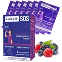 Glükóz SOS Glükóz Berry Medley Glükóz por, természetes dextróz csomagok, Fast- Abszorpció, Instant oldatok, Nincs szükség vízre, 6 tasak dobozonként