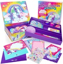Original Stationery Unicorn Letter Writing Kit - 45- Piece Multi- Color Paper & Sticker Set with Purple Storage Box - Stationery & Letter Paper for Girls