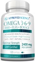 Jóváhagyott Science Omega 3-6-9-2400mg Napi Blend of Fish, Flaxseed, and Borage Oils with Vitamin E - Wellness Support - Non-GMO, Mercury- Free - 120 Softtgels - 2 hónapos ellátás