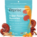 Fokus Gummis für Erwachsene | American & Korean Ginseng mit Reishi Pilzextrakten | Alle natürlichen Gummis für Fokus, Stimmung und Energie | Mango Flavored | 45 Count