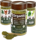 Organic Non-GMO Moringa, Shilajit, Turmeric, Soursop, Gotukola és Amla Green Juice Blend Powder, 3 hónapos ellátás