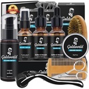 Beard Kit, Beard Grooming Kit w / Beard Wash / Sampo, 2 Packs Beard Oil, Beard Balm, Beard Wash, Brush, Comb, Scissor, Storage Bag, E-Book, Beard Care & Triming Kit