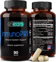 ELEAN Immuno PWR - dúsított cink, szelénium, aminosav lizin és Astragalus gyökérkivonat Collagen szintetizátor, Thyroid Health, Ásványi támogatás, Energy and Immune Health 90 Veg kapszula.