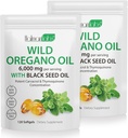 2 Pack Oregano Softgels olaj, 120 Count 2 1 6000mg Oregano olaj fekete magolaj 200mg, növény alapú, szerves oregano olaj kiegészítés kapszula, Non-GMO & Immune Support