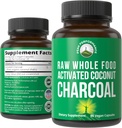 Csúcs Teljesítmény Aktivált Charcoin Vegan kapszula a Wild Harrived Kókusz Shells. A legjobb szénakazalban pirula kiegészítés méregtelenítő, gázmentesítés. férfiak és nők 90 Összes természetes tabletta