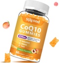Cukor mentes CoQ10 gumik, Plus Omega3, B3-vitamin és cink, Magnézium, 5X magas abszorpciós koenzim Q10 kiegészítők, q10 Fokozott celluláris energia, erős antioxidáns és agy, Barack Flavor, 60 Ct