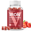 Vas gumik kiegészítők nők és gyerekek - Multivitamin C vitamin energia támogatása, nagy ízű vas gumi vitaminok C vitamin Max Abszorpció - Vegán, Epres 90 gróf