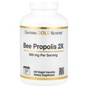 California Gold Nutrition Bee Propolis 2X Potency, koncentrált kivonat 500 mg, egyenértékű 1000 mg természetes propolisz, támogatás Immune Health & Vitality *, 240 Veggie kapszula