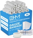 D & H orvosi csomag 36 Gézköteg tekercs 4 inches x 4.1 Yards ragasztószalaggal - Medical Gaze Wrap for Weunds Care - Könnyen használható pamut tekercs kézzel Wrap Dressing Ankles & Knees