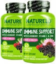 NATURELO immuntámogatási C-vitamin, Elderberry, Cink, Echinacea Natural Immunity Boost w / Antioxidáns, Herbal & Ásványi védelem - 60 Vegán kapszula (2-es csomag)