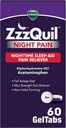 ZzzQuil Night Pain GelTabs, Nighttime Pain Relief, Sleep Aid Tablets, Difenhidramin HCl és Acetaminophen, No.1 Sleep Aid Brand, Max Strength Pain Reliever, 60 GelTabs