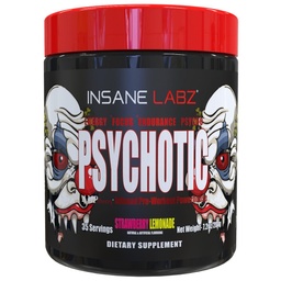Eszméletlen Labz Psychoticus, High Stimulant Pre Workout Powder, Extreme Lasting Energy, Focus and Endurance with Beta Alanine, Creatine Monohidrát, DMAE, 35 Srvgs (Strawberry Lemonade)