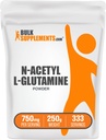 BulkSupplements.com N- Acetyl L- Glutamin por - Glutamin kiegészítés, L Glutamin Powder, Gut Health & Recovery - Gluten Free, 750mg per Serving, 250g (8,8 oz) (1-es csomag)