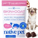 Native Pet Skin & Coat Chews - Omega 3 Fish Oil for Dogs Skin & Coat Supplement - Itch Relief, Shiny Fur & Shedding Support - Collagen, Hyaluronic Acid, Biotin, Probiotics & Salmon Oil - 120 Chews