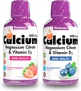 Bluebonnet Táplálkozás Folyékony kalcium-citrát magnézium-citrát, D3- Bundle-vitamin áfonya és szamóca ízű, 2 üveg 16 Fl Oz Minden (32 Fl Oz Total)