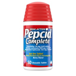 Pepcid teljes savcsökkentő + Antacid rágótabletta, Heartburn Relief, Berry, 50 ct (csomag május Vary)