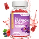 Saffron Gummees, 10 in 1 Saffron kiegészítők Gummees Magnéziummal, Ashwagandha & Rhodiola Rosea, Sugar Free Vegan Mixed Berry Flavor - 60Cts