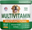 Kutya Vitaminok + Glükozamin - Rágóképes multivitaminok + probiotikumok, Omega - Hip & Joint Support, Skin & Coat, Gut Health - Felnőtt & Senior - Nagy és kis tenyésztés - 120 sajt