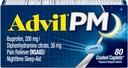 Advil PM fájdalom enyhítése és éjszakai alvástámogatás, fájdalomcsillapító Ibuprofen fájdalom enyhítésére és difenhidramin citrát egy alvászavar - 80 gróf (csomag 2)