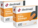 Dealmed Fabric Rugalmas ragasztó kötszerek - 100 Count (2 Pack) Kötvények Non-Stick Pad, Latex ingyenes, Sebápolás elsősegély készlet, 3 "x 3 / 4"