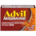 Advil Migrén Fejfájás Relief, Ibuprofen kapszula Ibuprofen 200mg Migrén Relief, Hányinger Relief és Light szenzitivity Relief - 20 Folyékony töltött kapszula