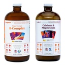 LIQUIDHEALTH Mega Energy B- Complex & kalcium és magnézium folyékony vitamin köteg felnőttek számára - Növelje a természetes energia szint, Support Bone & Joint Health, Fokozza az immunrendszert - Vegan, Non-GMO, USA Made