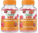 Életképes probiotikus 2 milliárd CFU Kids + Immun Support Kids, Gumies Bundle - Nagy ízű, vitamin kiegészítés, glutén mentes, GMO mentes, rágható gumi