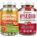 Ultimate Immune Boost Bundle - Liposzómás C-vitamin & Apple Cider Ecetes Gummies, Detox és Cleanse, Fogyás Támogatás ACV anya, Gyomor Barátság, Magas Absorb Potency Ascorbyl Palmitate