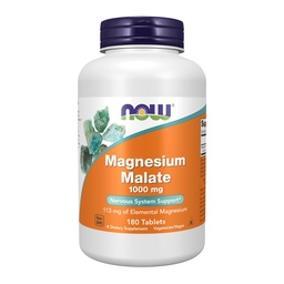 NOW Foods kiegészítők, Magnézium malát 1000 mg, Energy Production *, Idegrendszer támogatás *, 180 tabletta