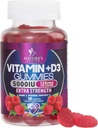 D3-vitamin kiegészítés Gumi 5000 NE (125 µg) D diétás vitaminok férfiaknak és nőknek - csont, fog, izom és immunis egészségügyi támogatás, magas potencia VIT D3 Természet Non-GMO & glutén mentes - 60 gumi
