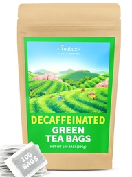 TeeLux koffeinmentes zöld zacskók, tiszta koffeinmentes zöld tea, szuper antioxidáns, 100 Count Tea zsákok forró és jeges tea