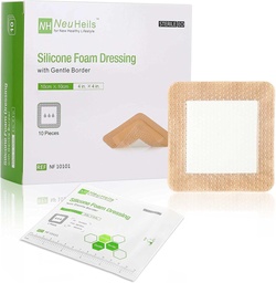 NeuHeils Silicone ragasztó hab ruha gyengéd határ 4 "x4" a Bed Sore Leg Ulcer 10 Pack, Magas Absorbency Vízálló szilikon sebtapasz