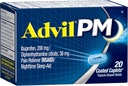 Advil PM (20 gróf) Fájdalom Reliever / Éjszakai alvástámogatás bevont Caplet, 200mg Ibuprofen, 38mg Difenhidramin