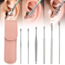 Ear Cleaner, 2024 New Satinless Steel 360 ° Spirál Earwax Cleaner Tool Set PU bőrönd, fül tisztítási Kit, Háztartási Creative Portable Fültisztító készlet a férfiak és nők (E Type * 1)