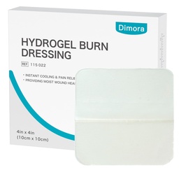 Dimora Hydrogel Burning Dressing 4 "x 4" - Burn and Wound Dressing Instant Cooling Relief for Minor Burns & Weunds, Soothing Moist Burn Pads for 1st- 2nd Degree Burns, Cuts, Abrasions (10 gróf)