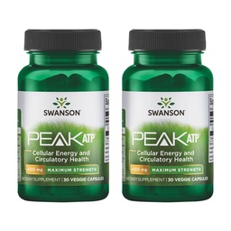Swanson Maximum Strength Peak ATP- Natural Supporting Cellular Energy Support- Támogatja a fizikai teljesítményt és a Promotes Egészséges Blood Flow Support- (30 Veggie Capsules, 400 mg Each) 2 Pack