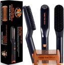 TAME The Wild Beard Brush and Beard Straightener for Men - Ionic Heated Comb with 3 Igazítható Temps - Fa Beard Comb for Grooming - Anti-Scald Safety - minden hajtípus számára