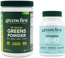 Zöldek First - Menta - 30 Servings - Zöldek por Superfood, 49 Superfoods, 15 + Szerves gyümölcsök és zöldségek, Tejmentes, Vegan & Non- GMO - 9,86 oz és D3 + K2 vitaminok, 60 növényi kapszula