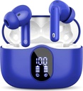 Vezeték nélküli fülhallgató Bluetooth 5.3 Fejhallgató Bass Stereo Fülek Zajtalanító Mic LED kijelző fülhallgató IP7 Vízálló 36H Playtime Laptop Pad Phones Sports Workout Blue