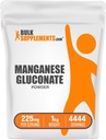 BulkSupplements.com Manganese Glukonate Powder - Manganese Supplement, Essential Trace Mineral - High Absorption & Gluten Free, 225 mg per Serving, 1 kg (2,2 kg) (1 db-os csomag)