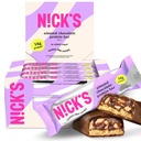 Nick 's Protein Bars Chocolate 124; Magas fehérjetartalom 124; Alacsony kalóriatartalmú Vitaminos Snack No hozzáadott cukor (Gyűjtőcsomagolás 12 bar x 50g) (12 Count (1-es csomag), mandula csokoládé)