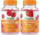 Életképes kalcium, magnézium, cink és D-vitamin + Melatonin 20mg, gumicukor Bundle - nagy ízű, vitamin kiegészítés, glutén mentes, GMO mentes, rágható gumi
