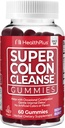 Health Plus Super Colon Cleanse Gumies 15 napos ellátás gyengéd Overnight megkönnyebbülés alkalmi székrekedés, természetes Senna Levélkivonat, Diétás kiegészítés, vegyes Berry Flavor, 60 gróf