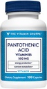 A Shoppe Pantothenic Acid 500MG vitamin, B5-vitaminnal, támogatja az energiatermelést és a haj, bőr, köröm, naponta egyszer (100 kapszula)