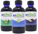 MyVitalC Combo of Organic Extra Virgin Olive Oil, MCT & Avocado Oil - ESS60 Antioxidáns kiegészítés - anti-Aging, Longevity, Alvás, Energy - 3-as csomag