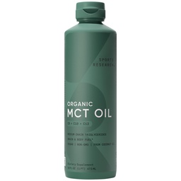 Sport Research Organic MCT Olaj - Keto & Vegan MCTS C8, C10, C12 a kókuszdióból - Zsírsav Brain & Body Fuel, Flavorless, Non-GMO & Gluten Free - Tökéletes kávé, tea és fehérje Shakes - 16 oz