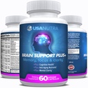 Gehirn-Unterstützung Plus Gehirn-Ergänzung für Gedächtnis und Fokus, Nootropics for Concentration and Mental Clarity, Gehirn Vitamine B1, B6, B12, Phosphatidylserine, 1000mg, 60 Kapseln, Made in USA.